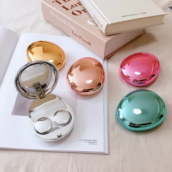 Ultra-plonas veidrodis pebble kontaktinių lęšių atveju INS INS moterų kosmetikos susisiekti langelį Kelionės elegantiškas kontaktinių lęšių saugojimo dėžutė