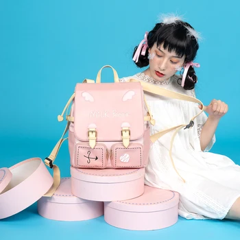 Lolita saldus kuprinė mažai velnias išsiuvinėti mergina pečių kuprinę JK kawaii girl mokyklos maišą loli cosplay gothic lolita krepšys