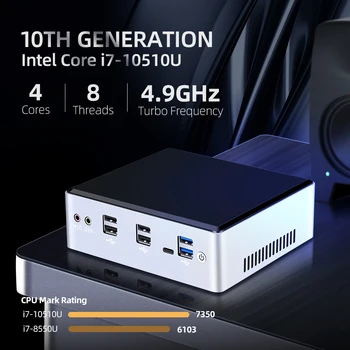 Mini PC Intel Core i7 10510U 2*DDR4 M. 2 SSD NVMe 