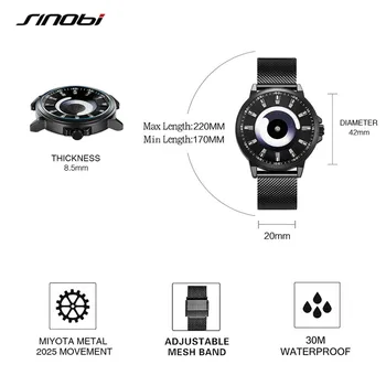 SINOBI Prekės ženklo Mados Kūrybos vyriški Kvarcas Laikrodžiai Luxury Smart Laikrodžiai Miyota Judėjimo Žiūrėti Žmogus Laikrodis Relogio Masculino