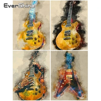 EverShine 5D Diamond Tapyba Visą Gręžimo Aikštėje Gitara Kryželiu 