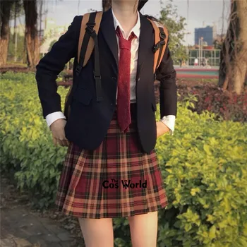 [Keptų Jautienos] Japonijos Vasaros Aukšto Juosmens Plisuotos Pledas Sijonai JK Mokyklos Vienodos Studentų Šluostės