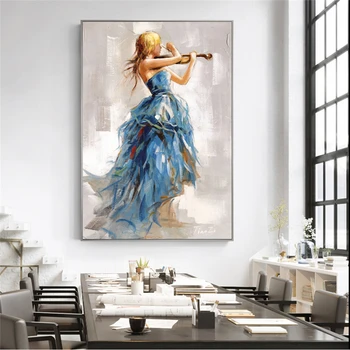 Modernios Sienos Menas Drobė Paveikslų Mergina Smuiko Plakatai Ir Spausdina Ballerina Girl Drobė Art Prints Už Kambarį