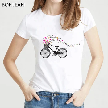 Loveheart dviračių spausdinti marškinėlius moterims harajuku kwaii marškinėliai balti vasarą viršų moteriška t-shirt tumblr tee marškinėliai femme aprengti
