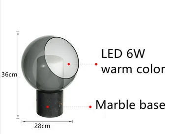 Ins Populiarus Stalo šviesaus Marmuro Stalo Lempa LED Lentelė Šviesos Apdailos Apšvietimas Stiklo Atspalvį LED 6W Nekilnojamojo Marmuro Bazės