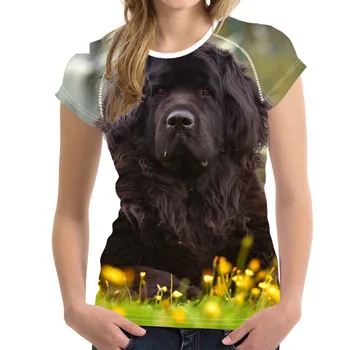 Atsitiktinis Vasaros T Marškinėliai Moterims Mielas 3D Niufaundlendo Šuo Spausdinti Moterų marškinėliai Prekės Dizaineris Fitneso Trumpas Rankovės Tees