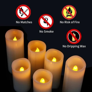 Flameless Žvakių Rinkinys, 9 Dramblio kaulo Dripless Nekilnojamojo Vaškas Ramsčių Būti Realus Viko LED Liepsnos ir 1 Nuotolinio Valdymo pultas