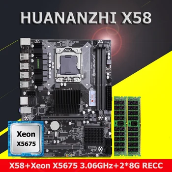 HUANANZHI X58 LGA1366 M-ATX pagrindinę Plokštę su Xeon CPU E5 X5675 3.06 GHz Didelis Markės RAM 16G 2*8G REG ECC Pirkti Kompiuterį, PC Dalys, 