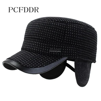PCFDDR Rudenį ir žiemą šilumos išsaugojimo, ausų apsauga, butas bžūp, antis kalba, vilnonių beisbolo kepuraitę vidutinio amžiaus ir senų peo