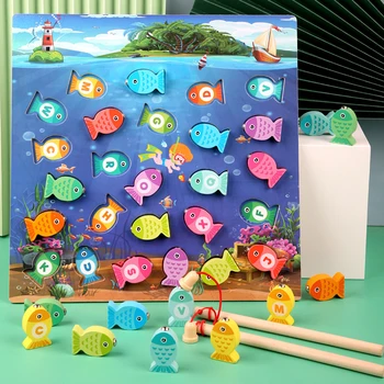 Montessori Žaislai, Mediniai Magnetiniai Žvejybos Dėlionė, Stalo Žaidimas, Žaislų Ikimokyklinio Mokymo Priemones Mokymosi Žaislas Vaikams, Dovana