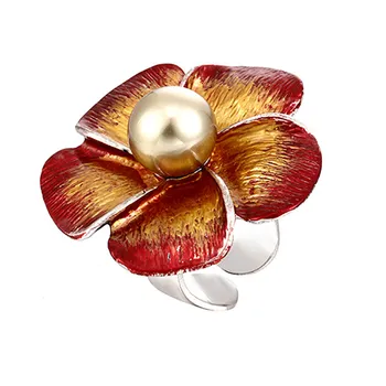 Derliaus Cirkonio Kristalų Didelis Gėlių Žiedlapis Žiedai Moterims Pearl Augalų Papuošalai Retro Piršto Žiedas Papuošalai