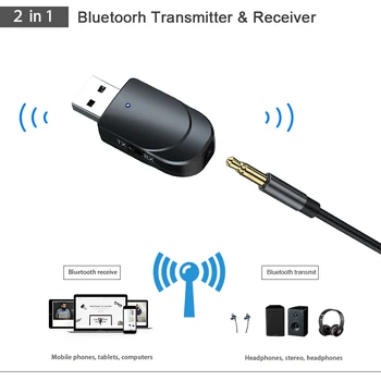 Bluetooth 5.0 Siųstuvas, Imtuvo Mini 3,5 mm Stereo AUX Belaidžio 