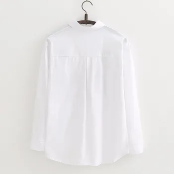 JKKUCOCO Gėlės Drugelis Siuvinėjimas, marškinėliai ilgomis rankovėmis Marškinėliai Moterims geros kokybės Moterys Medvilnės Palaidinė marškinėliai 2 spalvų C20