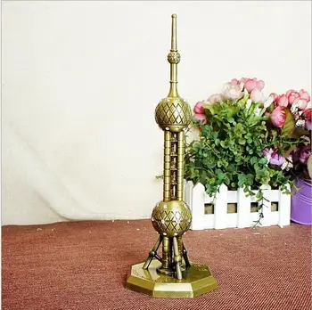 Kūrybos Metalo Oriental Pearl Tower Su Gręžimo Statulėlės Modelio Apdailos Dovana, Namų Kabineto Statula, Amatai, Suvenyrai, Dekoras