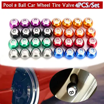 4Pcs/set 8 Ball Pool Aliuminio Automobilio Padanga Ratlankio Vožtuvo Stiebo Kepurės Dulkių Padengti Ratų Kamieninių Kepurės