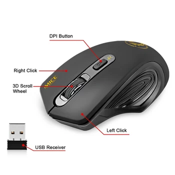 Kompiuterį belaide Pele, Ergonomiškas Silent Mouse Belaidė Optinė Pelė su USB Imtuvas 4 mygtukai 2.4 G USB Mause PC Nešiojamas kompiuteris