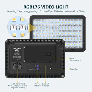 Neewer RGB Vaizdo Šviesos su APP Kontrolės, Full Led Fotoaparato Šviesos Pritemdomi 