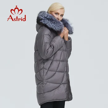 2019 Astrid žiemos striukė moterims, su lapės kailio apykaklė dizaino ilgas storas medvilnės drabužių mados šiltas moterų parko AR-9179