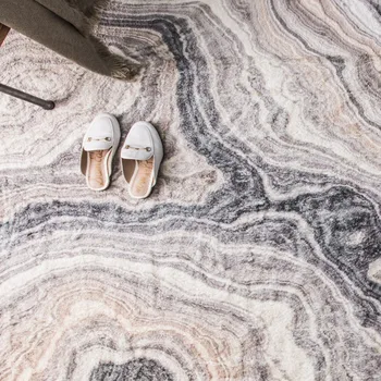 Pučiamas smėlis geometrinis menas kambarį kilimas, minkštas liesti shaggy naktiniai kilimų, abstrakčiai apdailos vilnos žemės kilimėlis