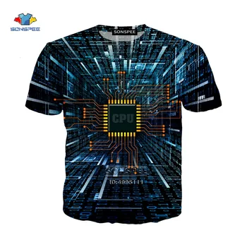 Naujiena 3D Atspausdintas t-shirt Kompiuterio CPU Core Širdies grandinės Hakeris Tee marškinėliai vyrams drabužius harajuku grafinis T-marškinėliai Moteriški Vyrai