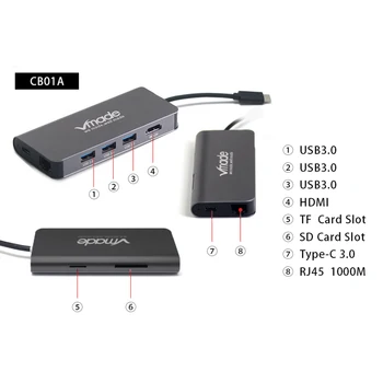 USB 3.0 C Tipo Stebulės Multi Port 8 1 HDMI Adapteris 4K 