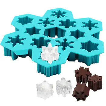 Snowfower Ice Cube Padėklai Silikono Ledo Pelėsių 6 Skirtingų Snow Flake Ledo Kubeliai Kokteilis 3D Kalėdų Saldainiai, Šokoladas Pelėsių K298