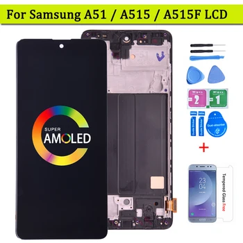 Super AMOLED Ekranas Samsung Galaxy A51 LCD A515 A515F/DS A515FD A515 LCD Ekranas Jutiklinis Ekranas Pakeitimo A515F Ekranas