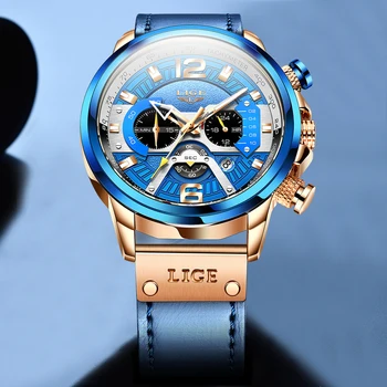 2020 LIGE Naujas Mados Chronograph Laikrodis Vyrams Žiūrėti Atsitiktinis Sporto Odos Laikrodžiai Vyrams Kvarcinis Laikrodis Vyras Relogio Masculino