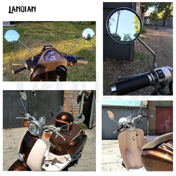 Pora universalūs Motociklo Veidrodžiai priedai 8mm 10mm Kairės ir Dešinės Galinis šoninis Veidrodėlis apvalus veidrodis motociklo ilgai 