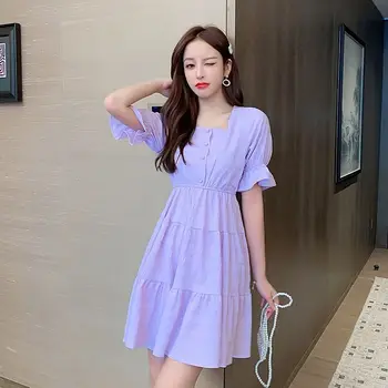 Suknelė Moterų 2020 Naujas Vasaros Trumpomis Rankovėmis Plius Dydis Drabužiai Aukštos Kokybės Kawaii Korėjos Stiliaus Kieta Apranga