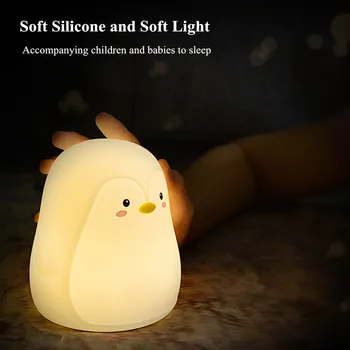 Animacinių filmų Silikono Pingvinas LED Naktį lengvo Prisilietimo Jutiklis Spalvinga USB Įkrovimo Miegamojo, Naktiniai staleliai, Lempa, Vaikams, Vaikų, Kūdikių Dovanų