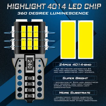 4x T10 W5W LED Canbus Automobilių Stovėjimo Šalinimas Šviesos Lemputę, 