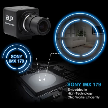 ELP 8MP 3264X2448 USB kamera, Stebėjimo Kameros CMOS Sony IMX179 2.8-12mm varifocal lens usb kamera, kamera su 3m usb laidas