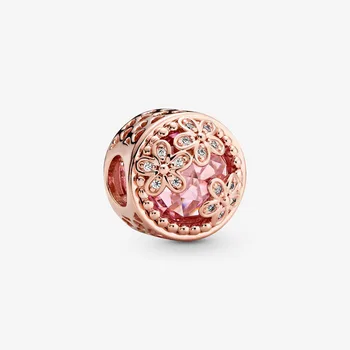 925 Sterlingas Sidabro Karoliukai Rose Aukso Pakabukai Rožinė Pendents Tinka Originalus Pandora Apyrankės Moterims 