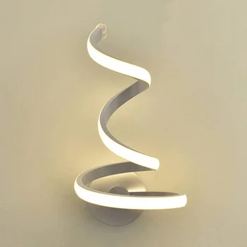 1pc Modernus Spiralinis LED Siena Šviesos Akrilo Geležies Sconces Lempos Sieninis laikiklis TV Foną, Naktiniai staleliai, Lempa Kambarį Miegamojo Puošimas