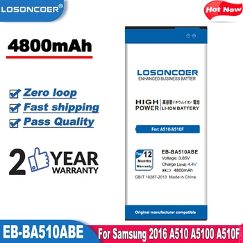 LOSONCOER 4800mAh EB-BA510ABE Aukštos Kokybės Baterija Samsung 2016 Edition A510 SM-A510F A5100 A5 A51 A510F Telefono Baterija