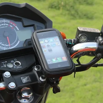 Motociklas Dviratis Telefono Laikiklis Mobiliesiems Paramos Stovėti Rankenos Laikiklis iphone X 8 Plus SE GPS Telefonas atsparus Vandeniui Krepšys Dangtis
