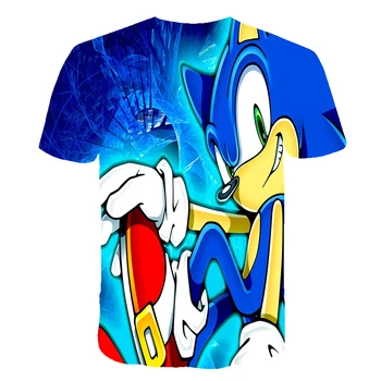 Bamblys Vaikų Vasaros trumpomis Rankovėmis T-Shirt Vaikai Sonic the hedgehog T Marškinėliai Berniuko Marškinėlius Mergina Viršūnes Tee 3 4 14 Metų