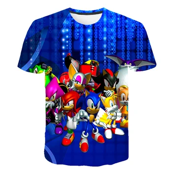 Bamblys Vaikų Vasaros trumpomis Rankovėmis T-Shirt Vaikai Sonic the hedgehog T Marškinėliai Berniuko Marškinėlius Mergina Viršūnes Tee 3 4 14 Metų