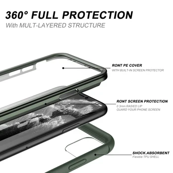 Sunku Telefono dėklas skirtas iPhone 11 Pro Max Dangtelis su Built-in screen protector PU TPU 