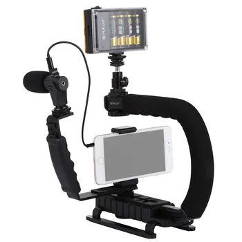 FFYY-Puluz U/C Formos Nešiojami Delniniai Dv Laikiklis Stabilizatorius +Video Mikrofono Rinkinį Su Šalto Batų Trikojo Galva Visiems Slr Camera