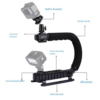 FFYY-Puluz U/C Formos Nešiojami Delniniai Dv Laikiklis Stabilizatorius +Video Mikrofono Rinkinį Su Šalto Batų Trikojo Galva Visiems Slr Camera