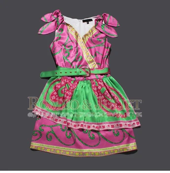 Klasikinis Tako Mados Dizaineris Moterų V-kaklo Juostinės Suknelė Energingas Išgalvotas spalvotų Spaudinių Spagheti Dirželis Trumpą Suknelę