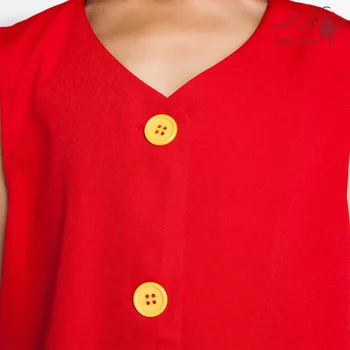 Vaiko Vaikas Anime M D Luffy Cosplay Red Top Šortai Šiaudų Skrybėlę Šiaudų Sandalai 4PCS Nustatyti, Helovyno Cosplay Kostiumų Liemenės Bžūp Batai Rinkinys