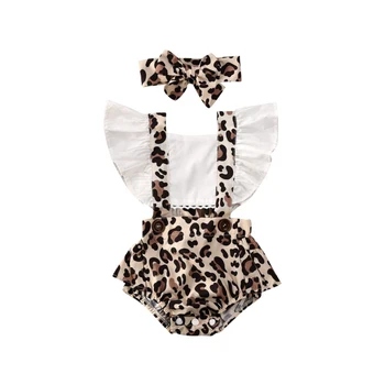 2VNT Kūdikiui Baby Girl maudymosi Kostiumėliai, Leopardas Vienas Gabalas Drabužių Komplektus Vasaros maudymosi kostiumėlis 0-24M