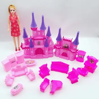 Apsimesti Žaisti Žaislai Castle House Set Lėlės Baldai už Lėlė Mergaitėms, Kalėdos Gimtadienio Dovanos