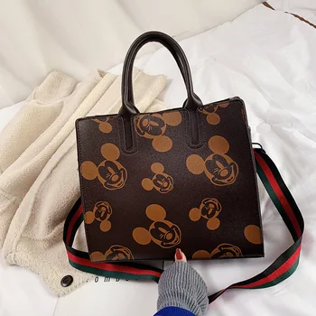 Disney princesė lady Mickey mouse rankinė moterims krepšys peties maišas pu Didelės talpos pečių maišą animacinių filmų pirkinių krepšys
