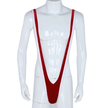 Maudymosi kostiumėliai, Vyriškos Mankini Thong maudymosi kostiumėlį vientisas Bodysuit Kalėdų Santa Atostogų Išgalvotas Cosplay Kostiumų Thong Apatiniai Bodysuit