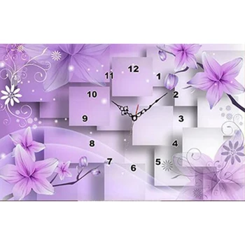 Naujas 5D Diamond Sienos gėlių laikrodžio Modelis Diamond Siuvinėjimo Pasidaryk pats Rankdarbiams Diamond Tapybos Kryželiu kvadratiniu/Apvalus H270