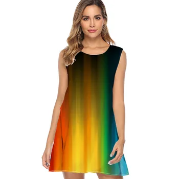 Šifono Suknelė Moterims 2019 Naujas Mados Anotacija spalvinga fono paveikslėlį Spausdinti Atsitiktinis Vasaros mados Suknelė Mini Suknelės, Šaliai